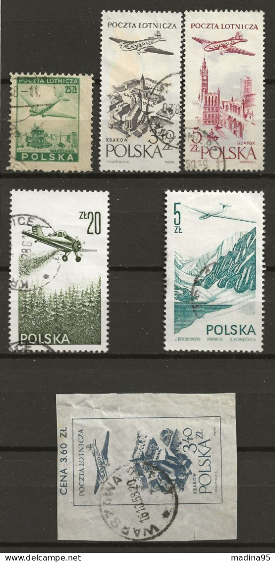 POLOGNE: Obl. PA N° YT 14, 43, 46, 55 Et 57 + 43 Entier?, Oblitérés, TB - Used Stamps