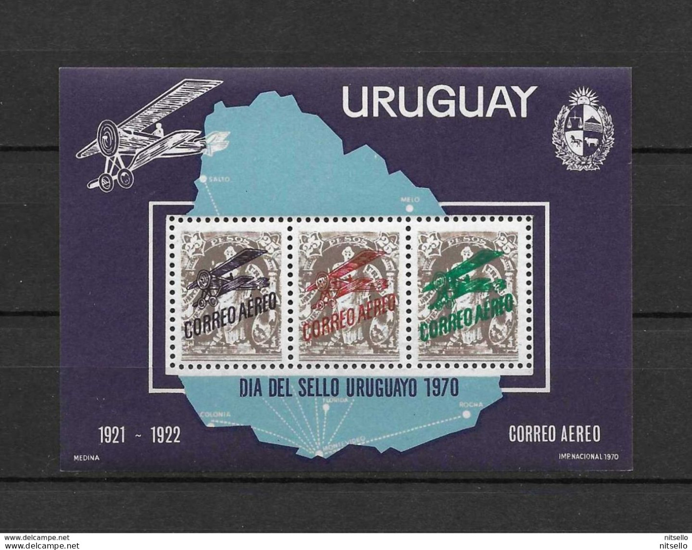 LOTE 1877  /// (R) URUGUAY  AEREO **MNH - Uruguay