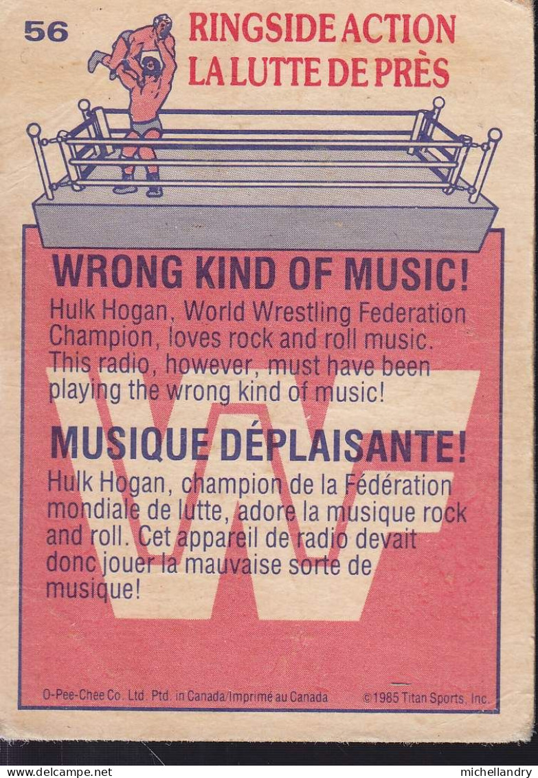 Carte (123787) #56 WWF Hulk Hogan Musique Déplaisante / Wrong Kind Of Music! - Trading-Karten