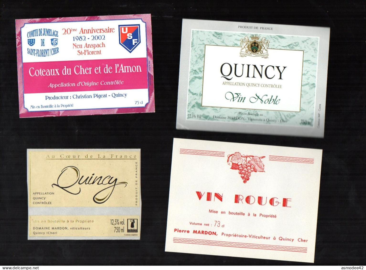 QUINCY  LOT DE 4 ETIQUETTES DE VIN LOT  40 - Collections & Sets