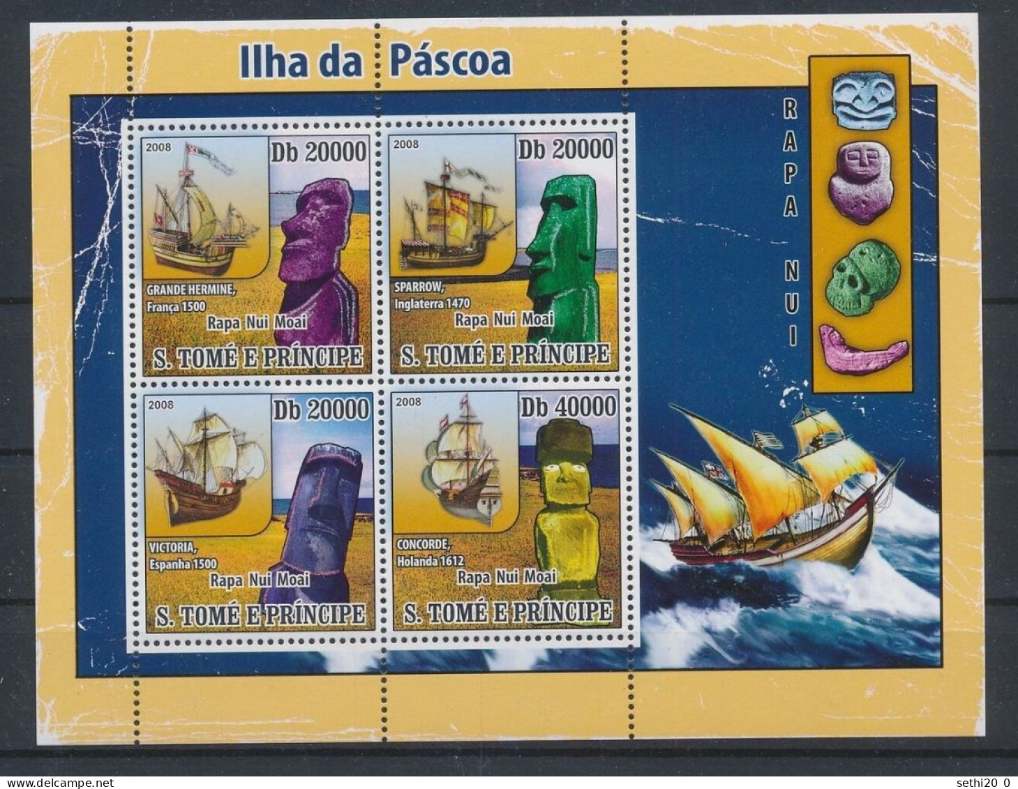 Saint Thomas 2008 Boat Bateau Ile De Pâques  MNH - Archéologie