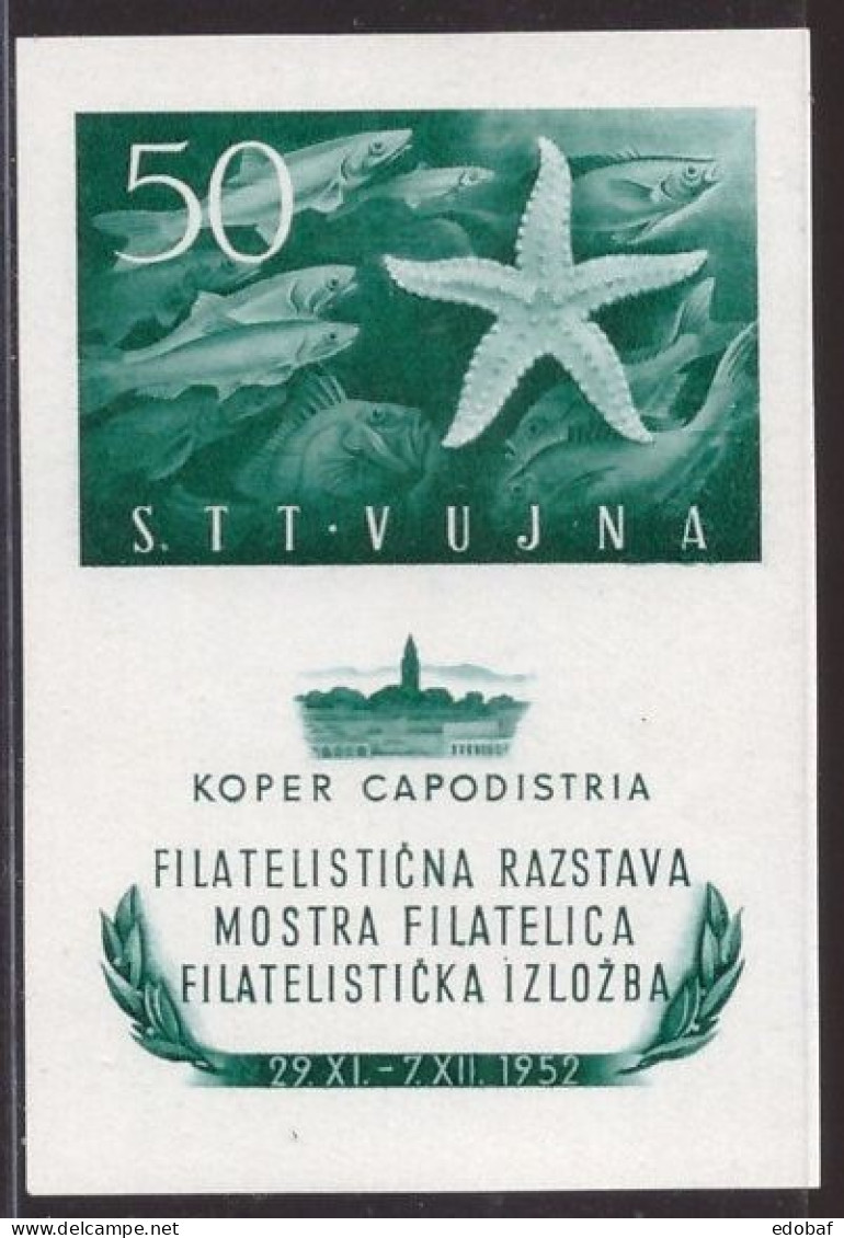 Italia Trieste B, Foglietto Mostra Filatelica Capodistria Del 1952 Nuovo ** -FL01 - Occup. Iugoslava: Trieste