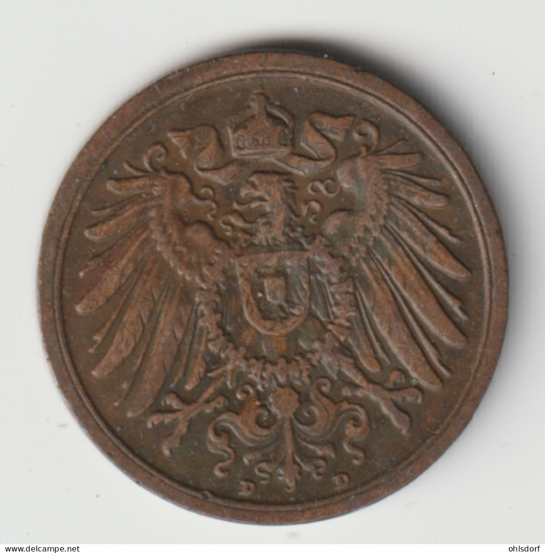 DEUTSCHES REICH 1912 D: 2 Pfennig, KM 16 - 2 Pfennig