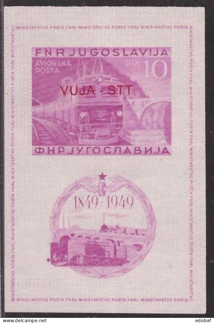 Italia Trieste B, Foglietto Ferrovie Non Dentellato Del 1950 Nuovo **   -FL01 - Joegoslavische Bez.: Trieste