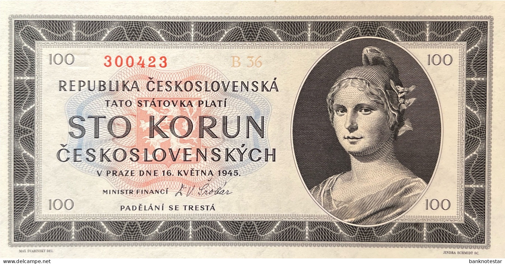 Czechoslovakia 100 Korun, P-67a (18.5.1945) - UNC - Checoslovaquia