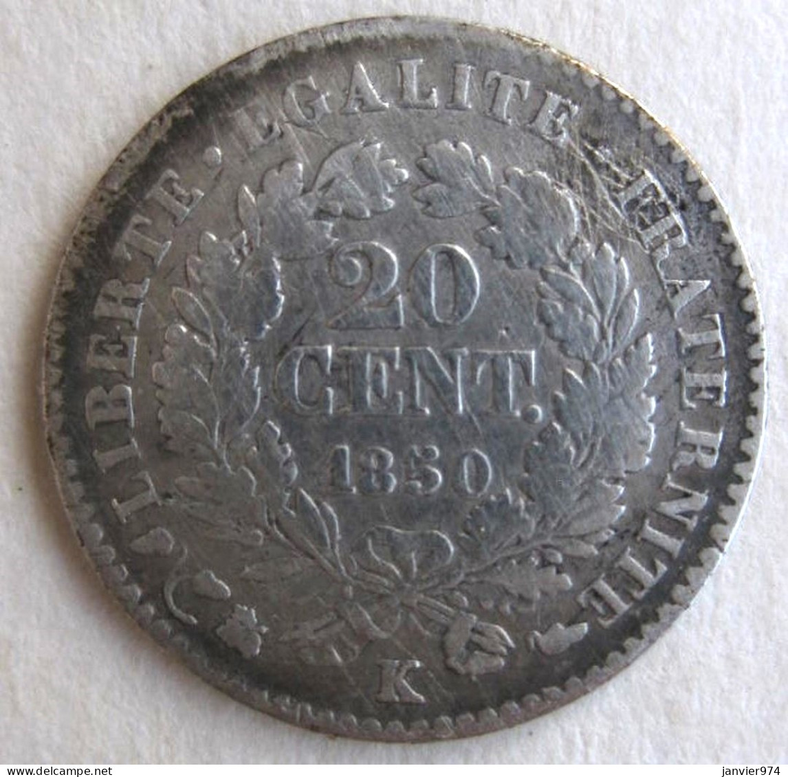 20 Centimes Cérès 1850 K Bordeaux , En Argent , Gad# 303 - 20 Centimes