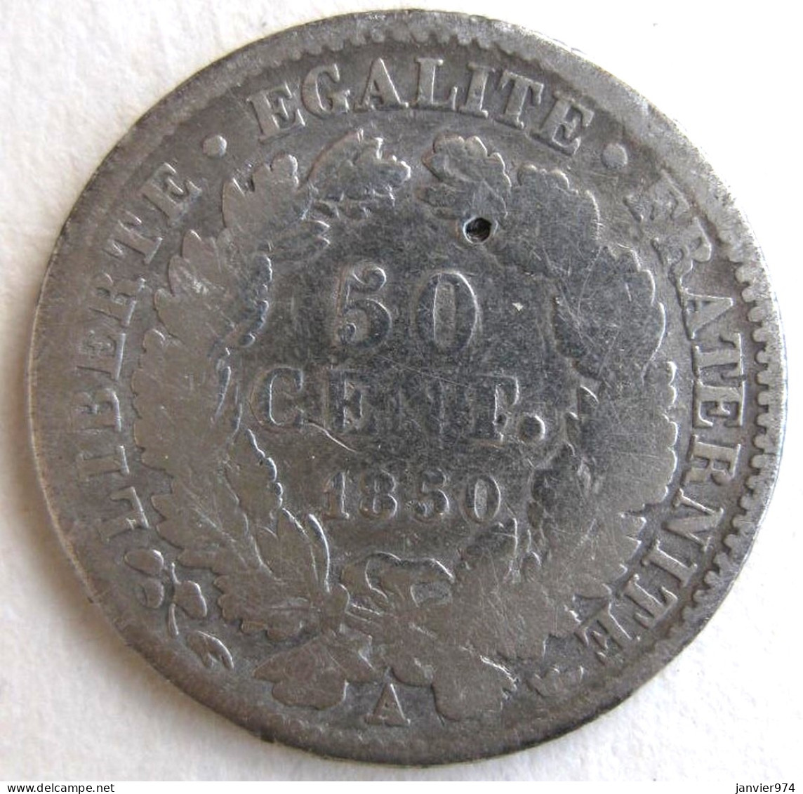 50 Centimes Cérès 1850 A Paris , En Argent , Gad# 411  - 50 Centimes