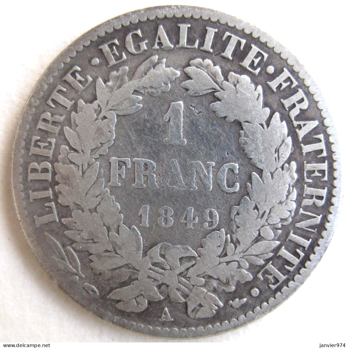 1 Franc Cérès 1849 A Paris , En Argent , Gad# 457 - 1 Franc