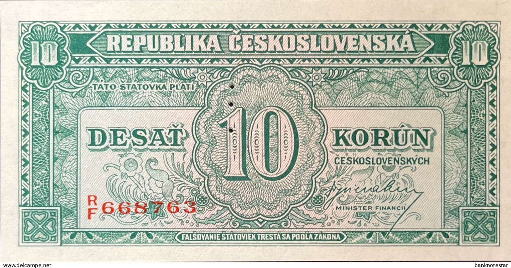 Czechoslovakia 10 Korun, P-69s (1945) - UNC - SPECIMEN - Tchécoslovaquie