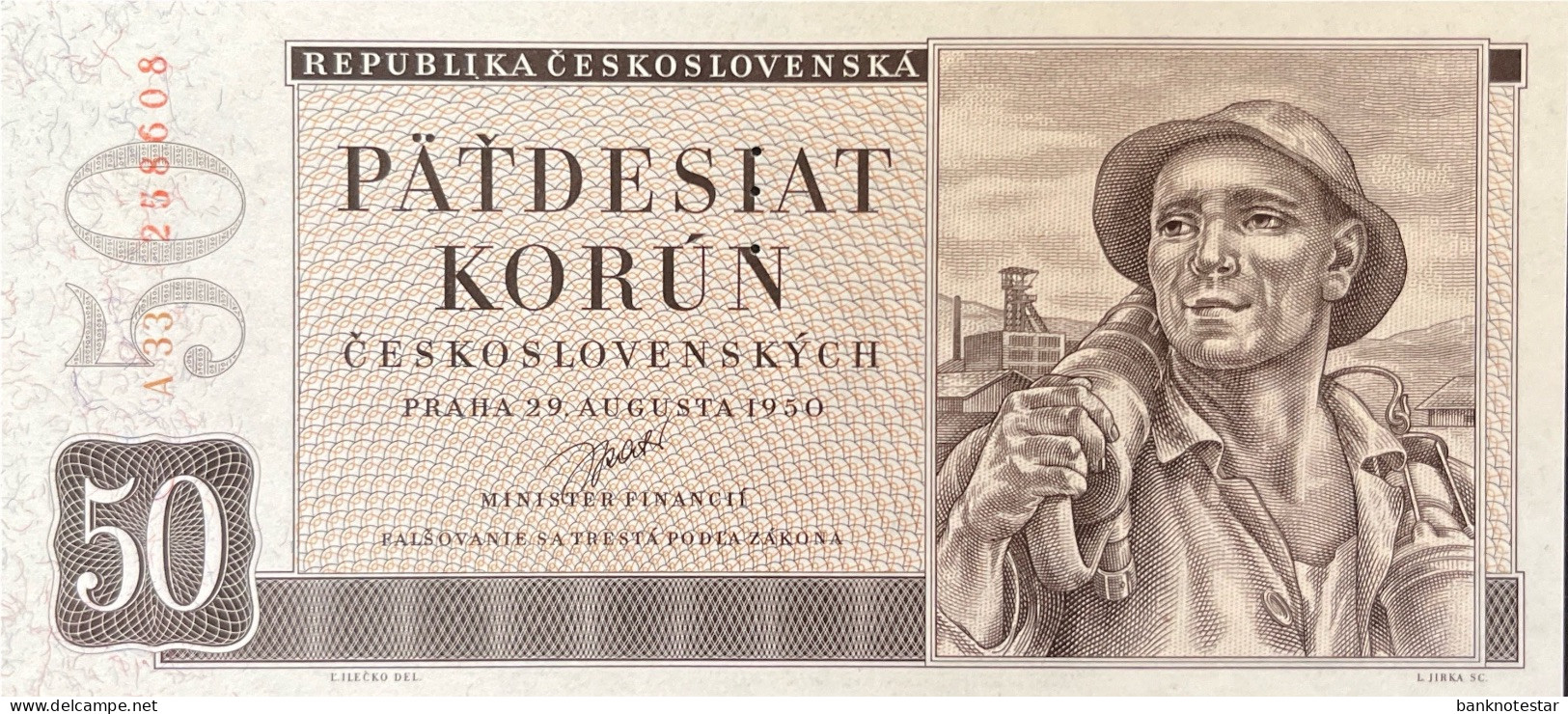 Czechoslovakia 50 Korun, P-71aS (29.8.1950) - UNC - SPECIMEN - Czechoslovakia