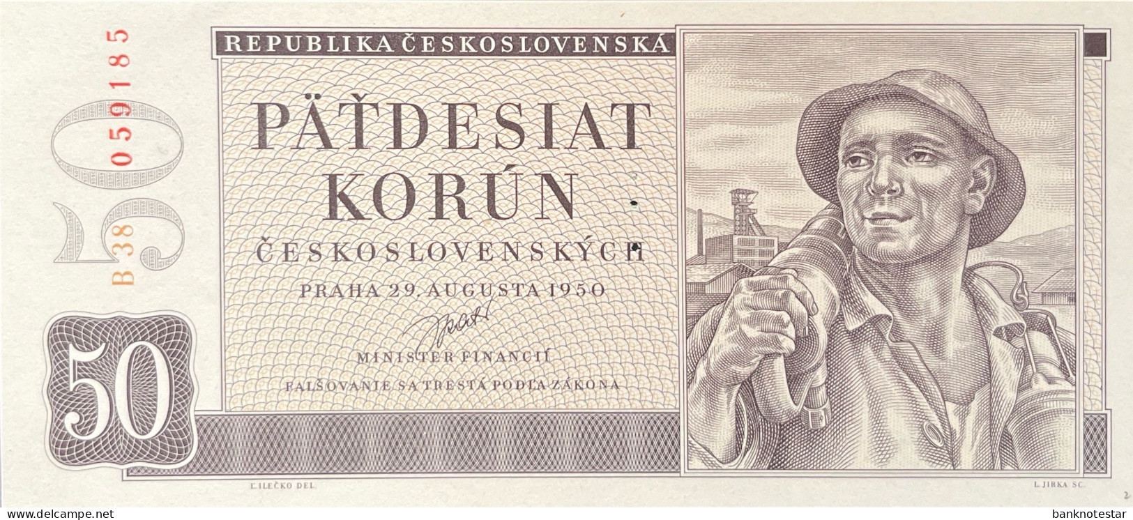 Czechoslovakia 50 Korun, P-71bS (29.8.1950) - UNC - SPECIMEN - Tsjechoslowakije