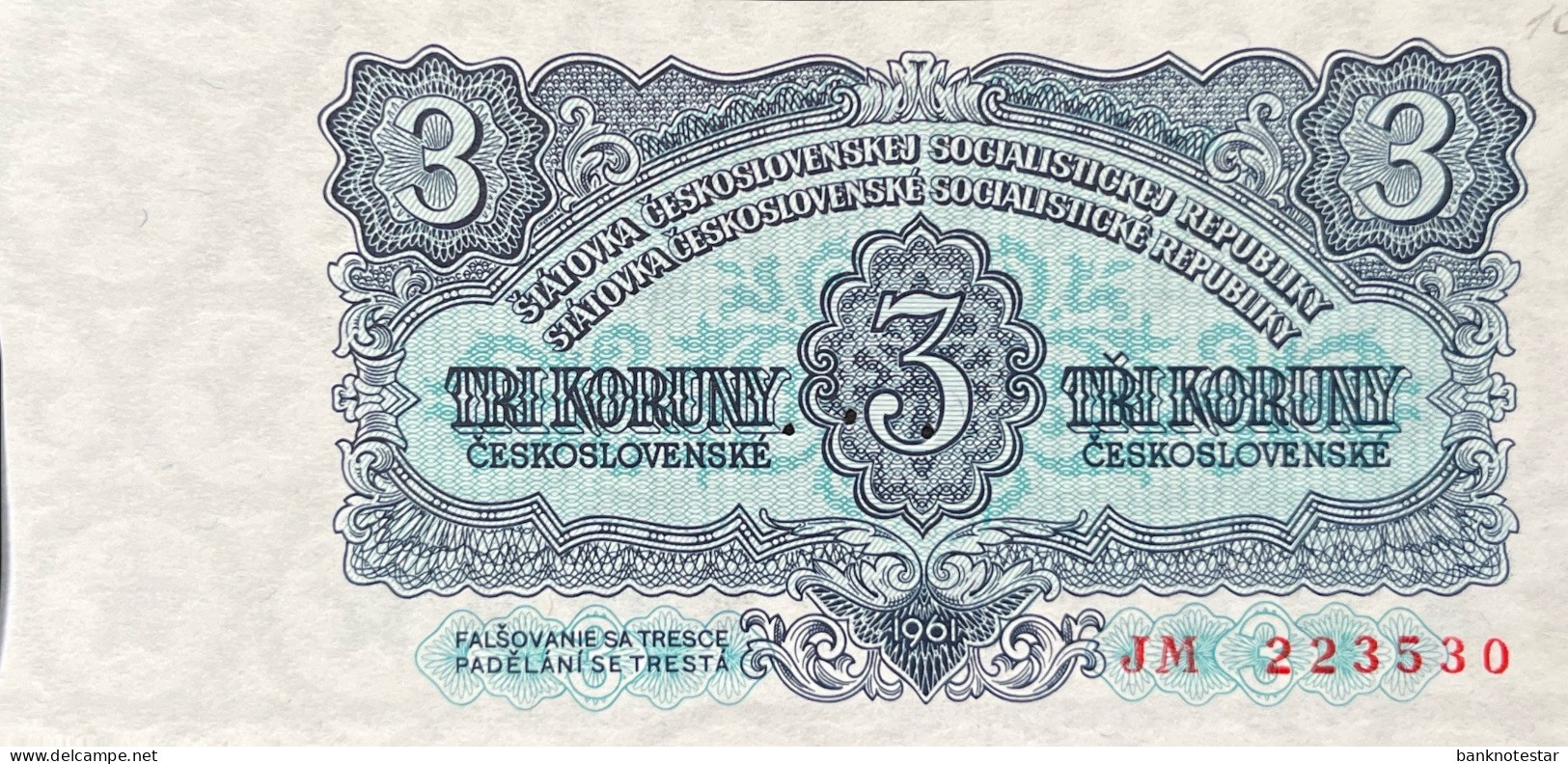 Czechoslovakia 3 Korun, P-81s (1961) - UNC - SPECIMEN - Czechoslovakia