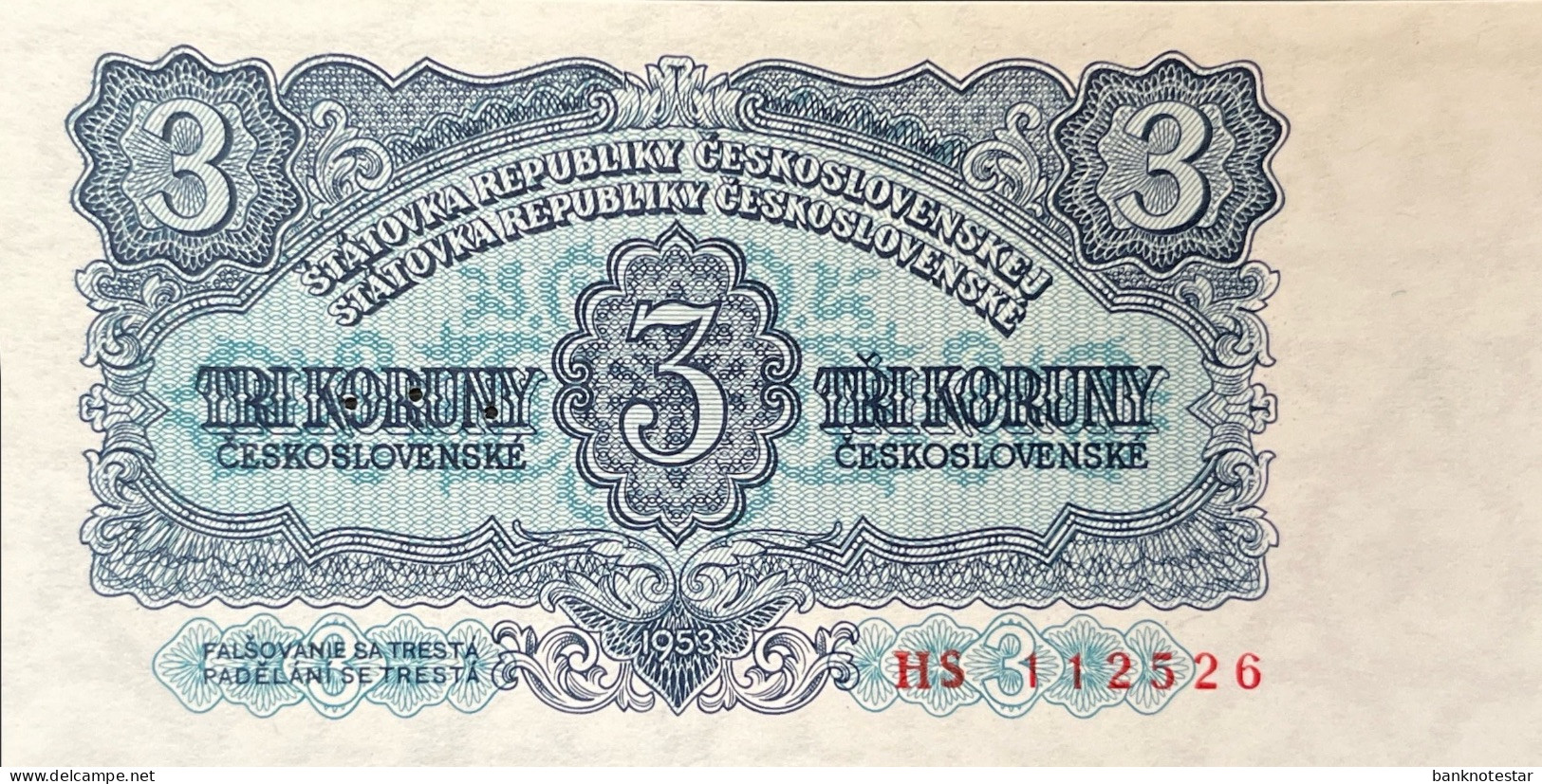 Czechoslovakia 3 Korun, P-79s (1953) - UNC - SPECIMEN - Tschechoslowakei