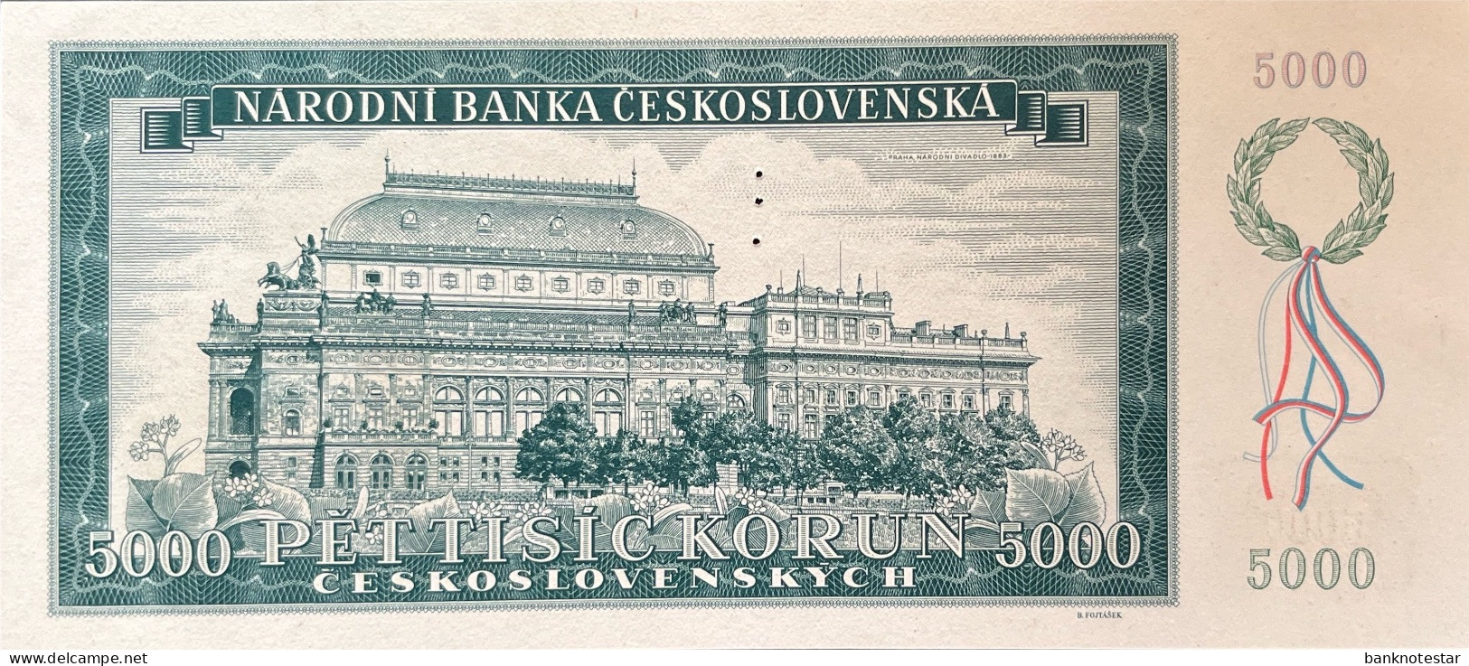 Czechoslovakia 5.000 Korun, P-75s (1.11.1945) - UNC - SPECIMEN - Czechoslovakia