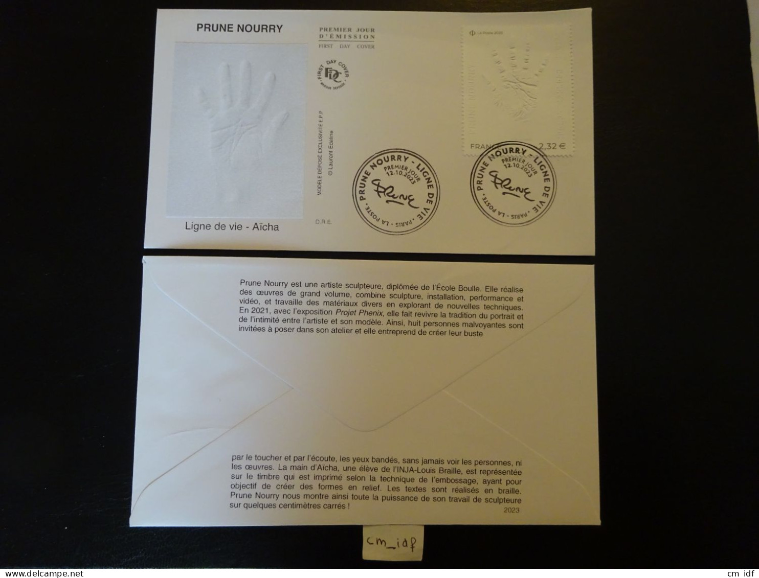 FRANCE 2023 2,32 PRUNE NOURRY , OBLITÉRATION PREMIER JOUR  12 10 2023  ENVELOPPE FDC SOIE ARTISTE SCULPTEURE FRANÇAISE - 2020-…