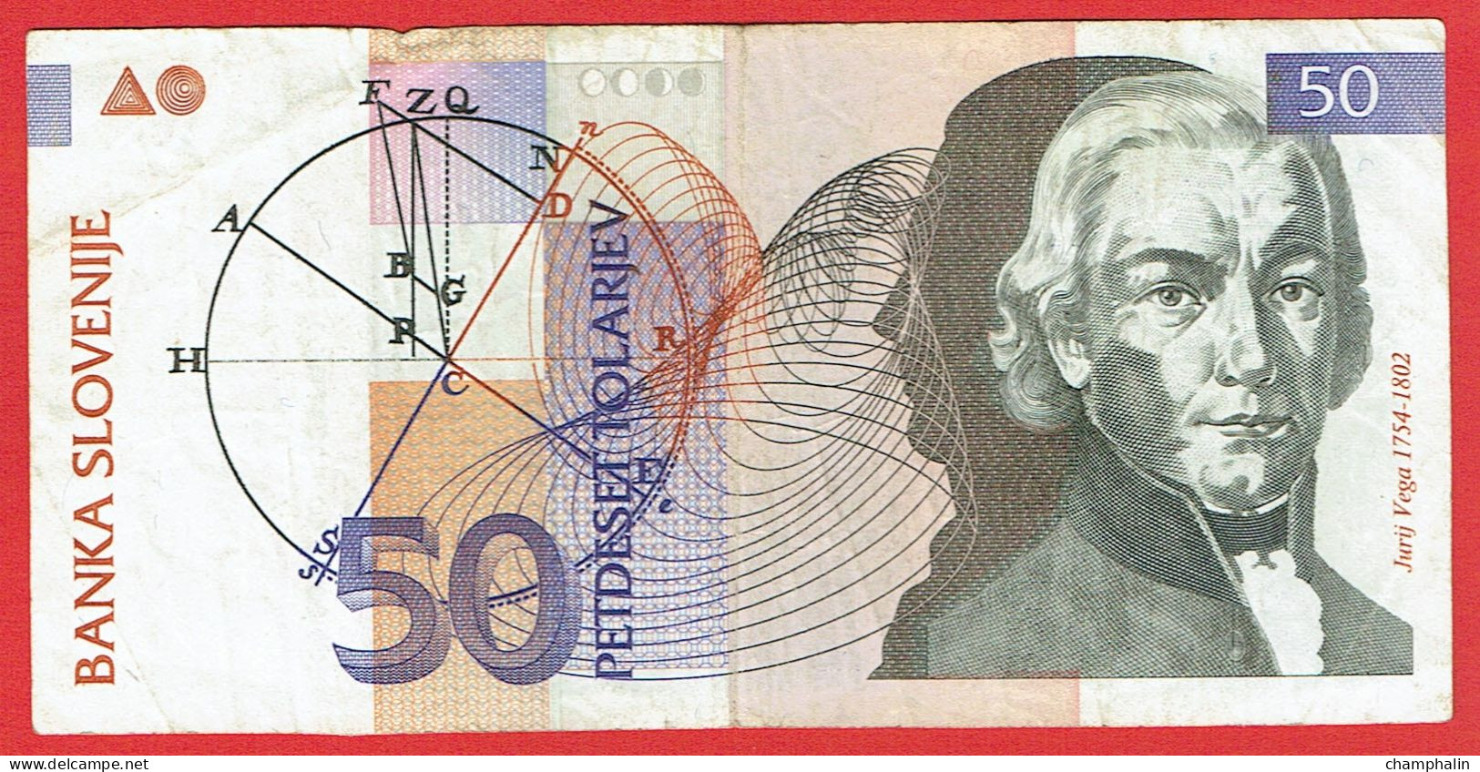 Slovénie - Billet De 50 Tolarjev - 15 Janvier 1992 - Jurij Vega - P13a - Eslovenia