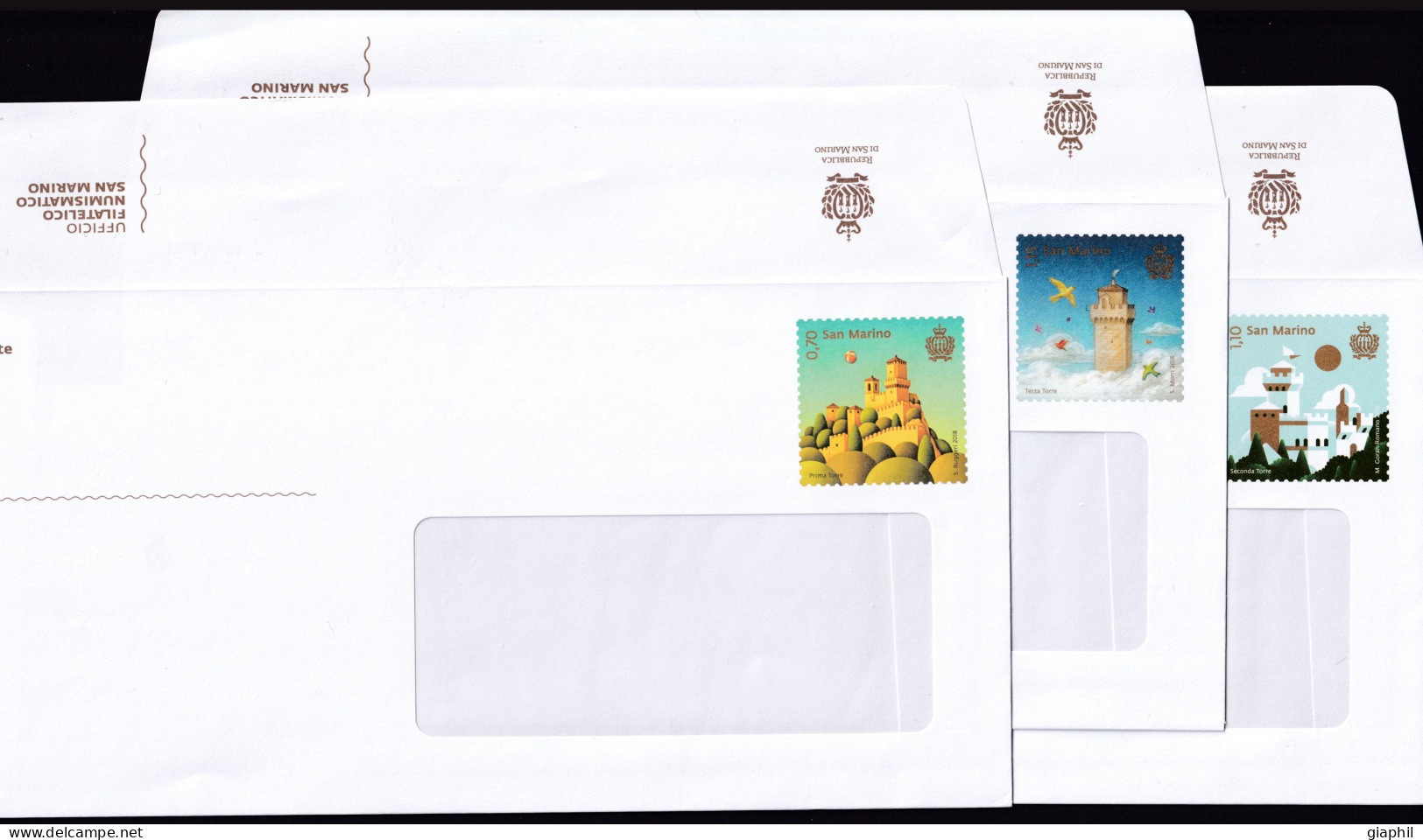 SAN MARINO 2018 SERIE 3 BUSTE POSTALI TRE TORRI NUOVE OFFERTA! - Storia Postale