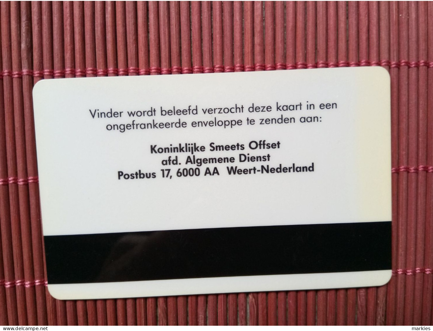 Pay Card Smeets Ofset 2 Photos Used Rare - Origine Inconnue