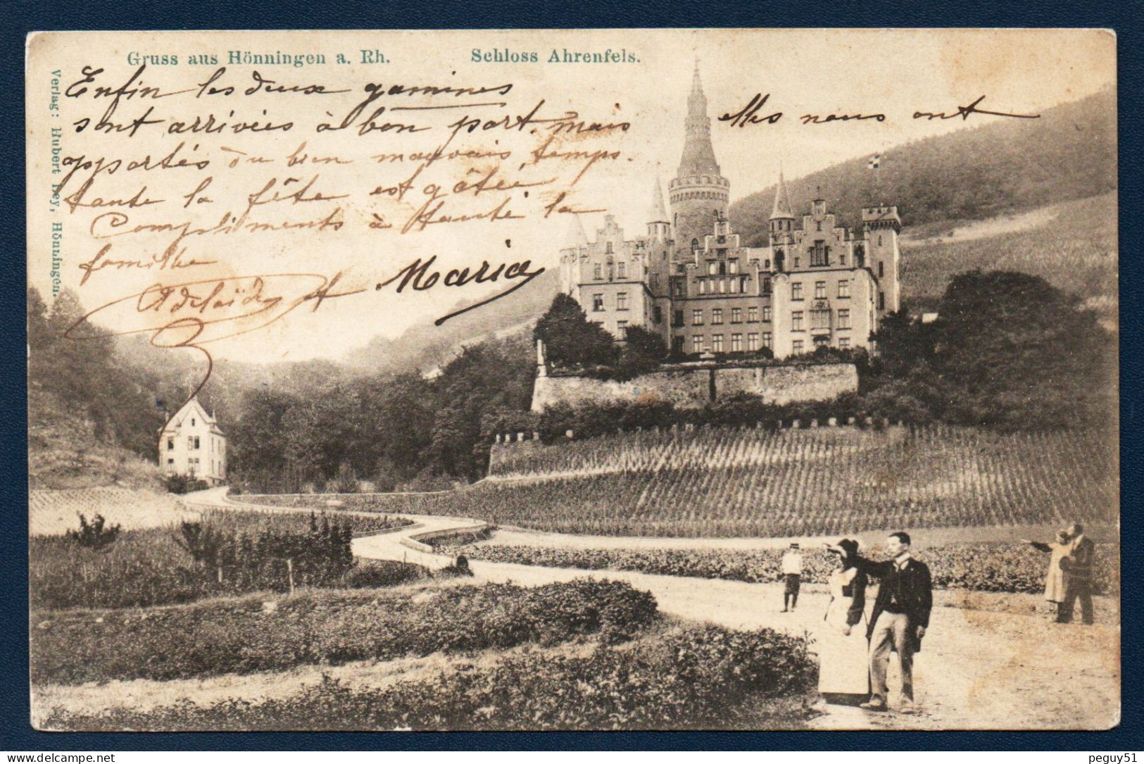 Gruss Aus Hönningen Am Rhein. Schloss Ahrenfels. (1849-1855 - Arch. E.F. Zwirner). Propriétaire Et Sa Famille .1906 - Bad Hönningen