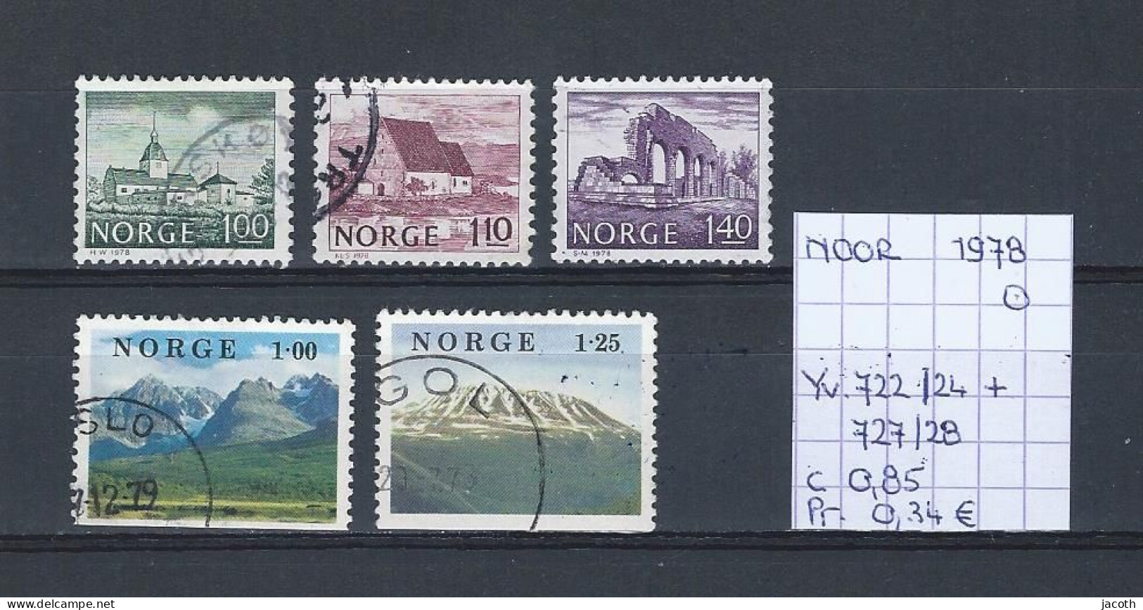 (TJ) Noorwegen 1978 - YT 722/24 + 727/28 (gest./obl./used) - Oblitérés