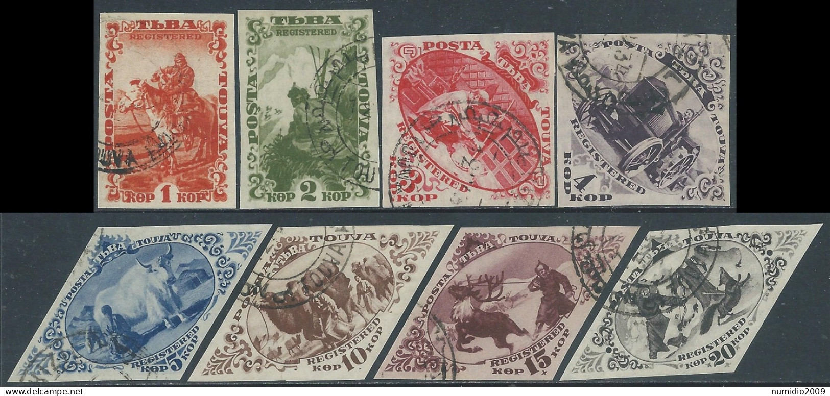 1934 TUVA USATO SOGGETTI VARI 8 VALORI ND - SV25-2 - Tuva