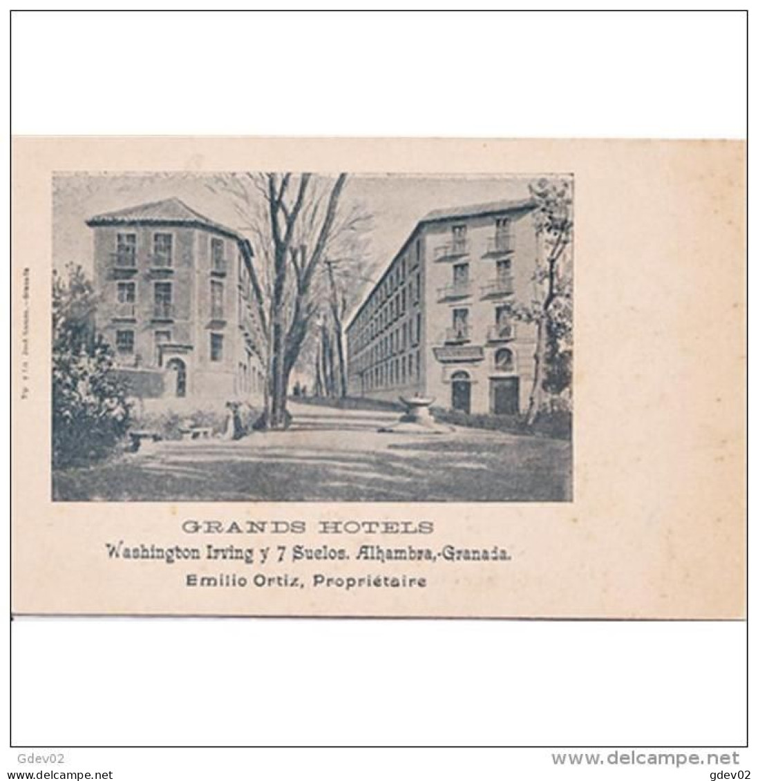 GNDTP6457-LFTD10285TANDOTRO.Tarjeta Postal DE GRANADA.arboles.edificios.hotel.GRANDS HOTELS  En  GRANADA - Granada