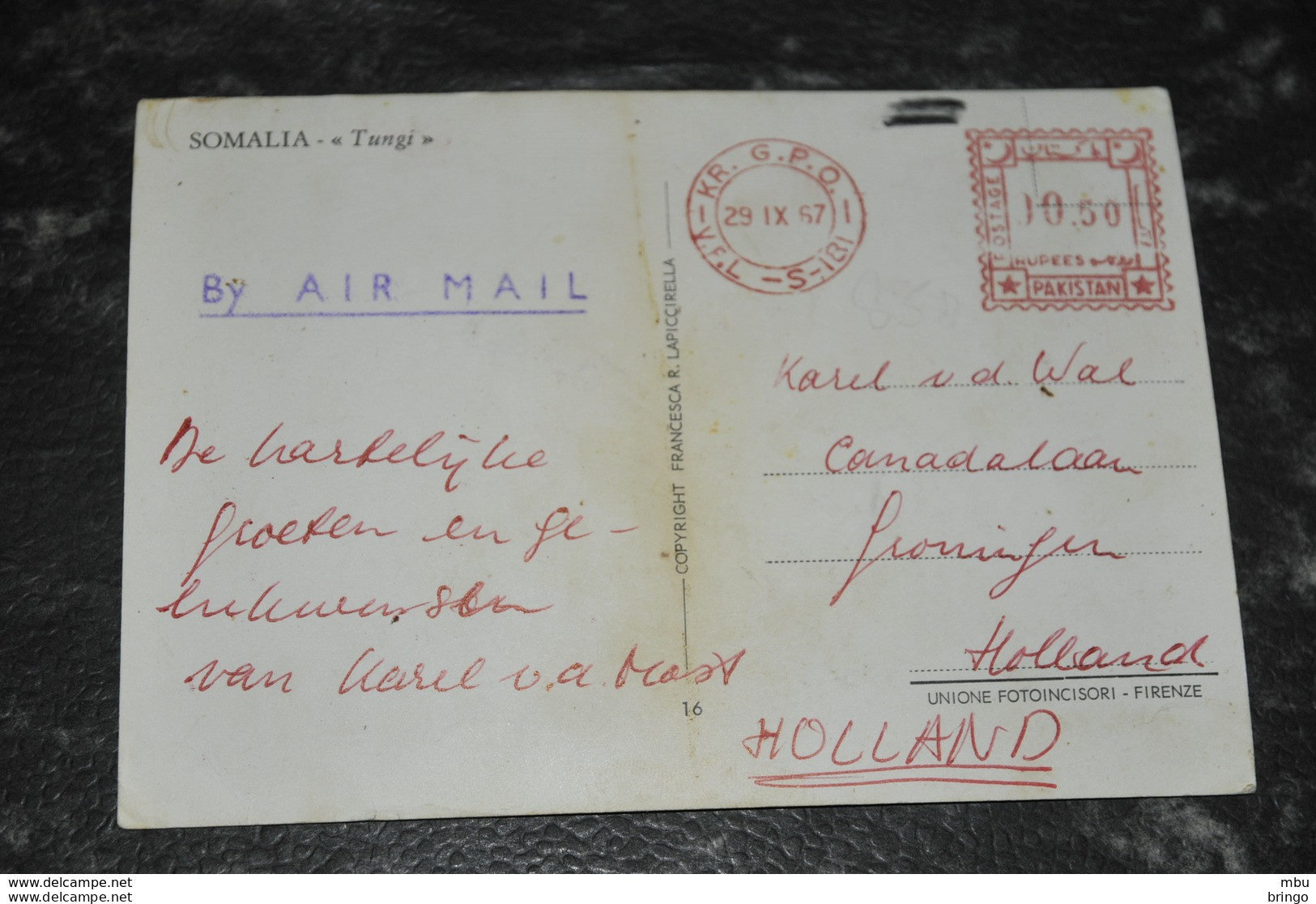 A3387- Somalia  Somalie, Tungi - To Holland With Stamp From Pakistan - 1967 - Somalie