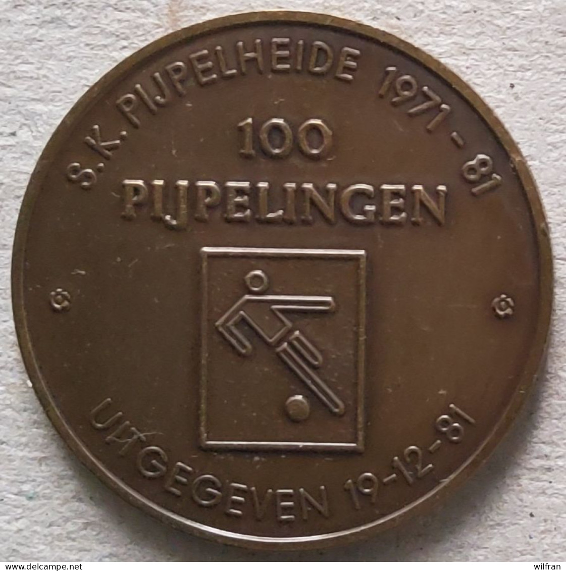 4222 Vz Pijpelheide O. L. Vrouw & St-Jozef - Kz S.K. Pijpelheide 1971-81 100 Pijpelingen - Jetons De Communes