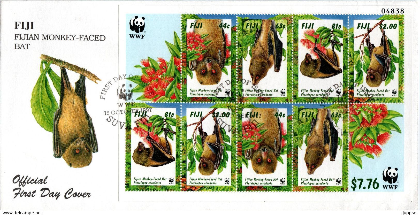 WWF Local FDC  FIJI, Bats    /   FIDJI, Lettre De Première Jour,  Chauve-souris  -  1997 - Bats