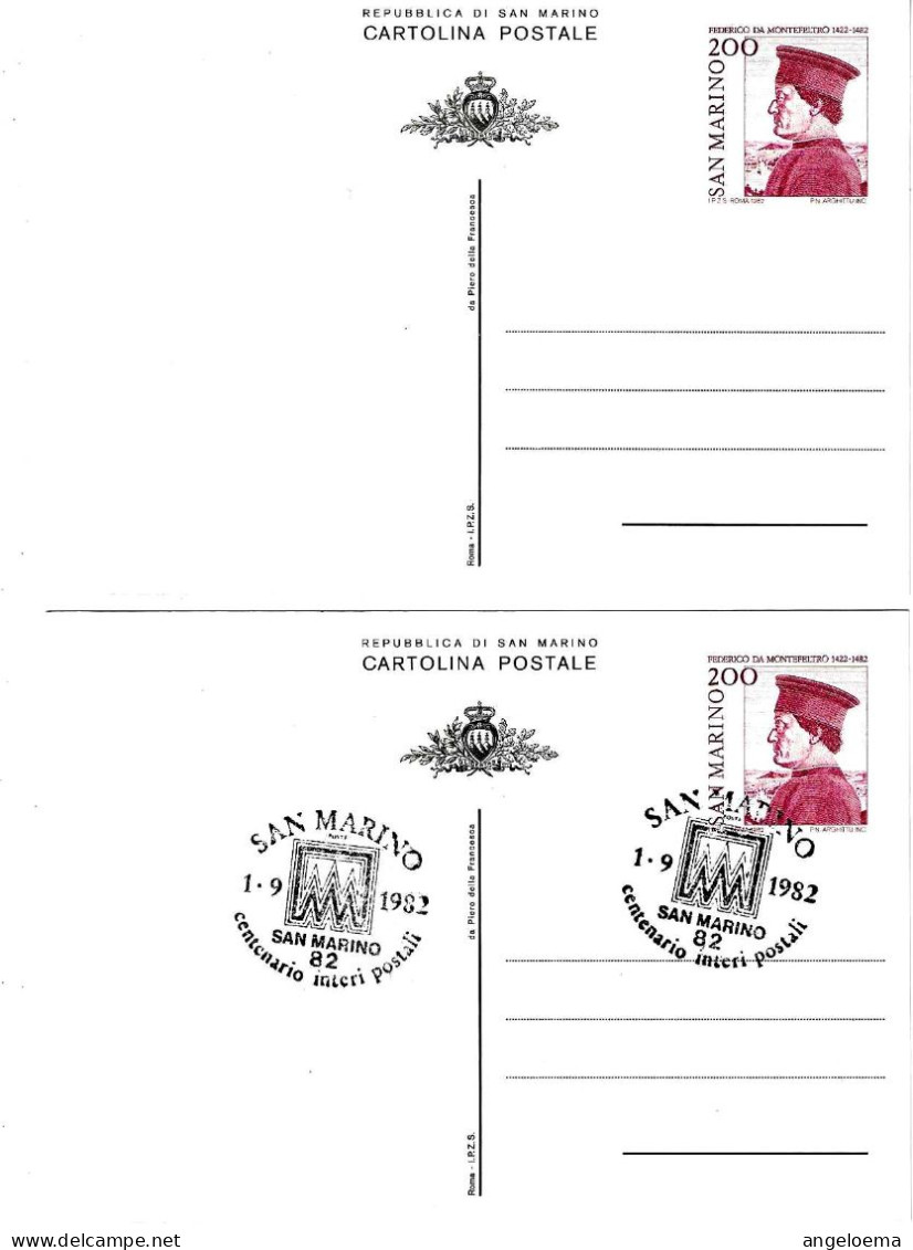 SAN MARINO - 1982 5° Cent. Morte FEDERICO DA MONTEFELTRO 2 Cartoline Postali Nuova E Usata - 10929 - Ganzsachen