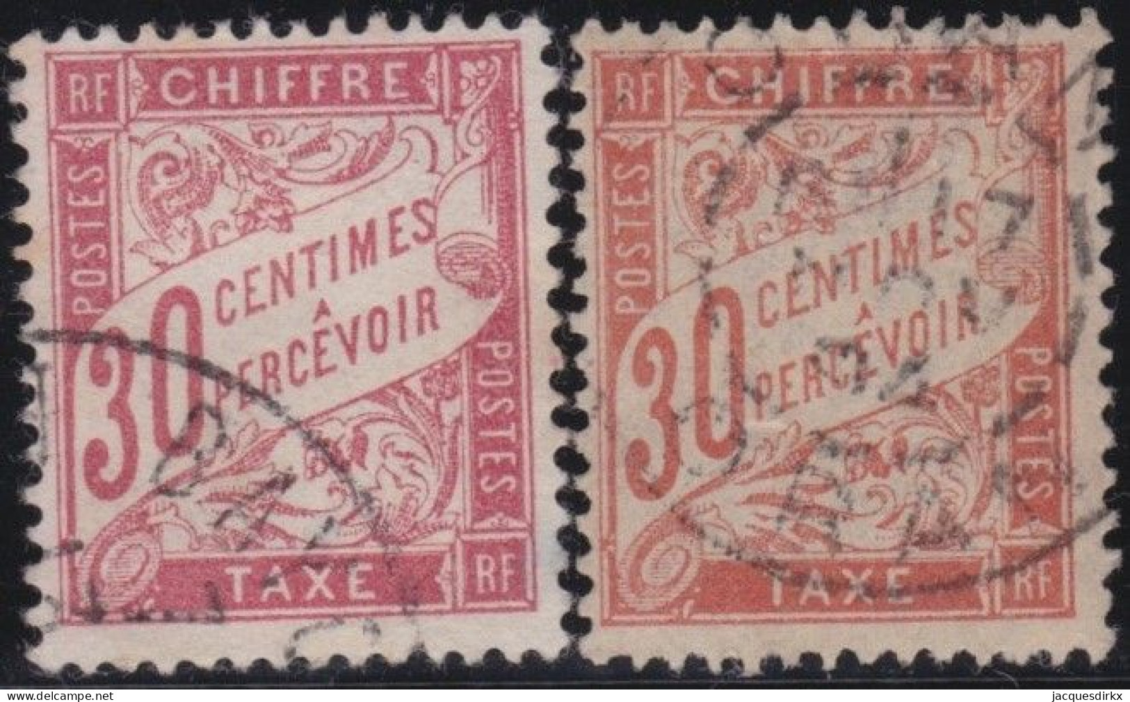 France  .  Y&T   .    Taxe  33/34  (2 Scans)       .   O      .    Oblitéré - 1859-1959 Gebraucht