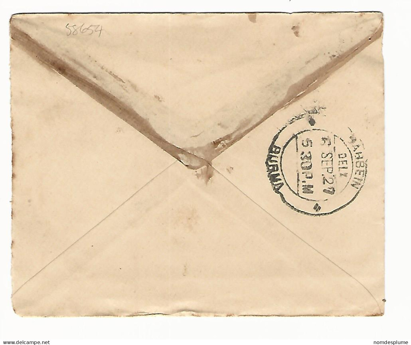 58654) India Postal Stationery Used In Burma 1927 Postmark Cancel - Variedades Y Curiosidades