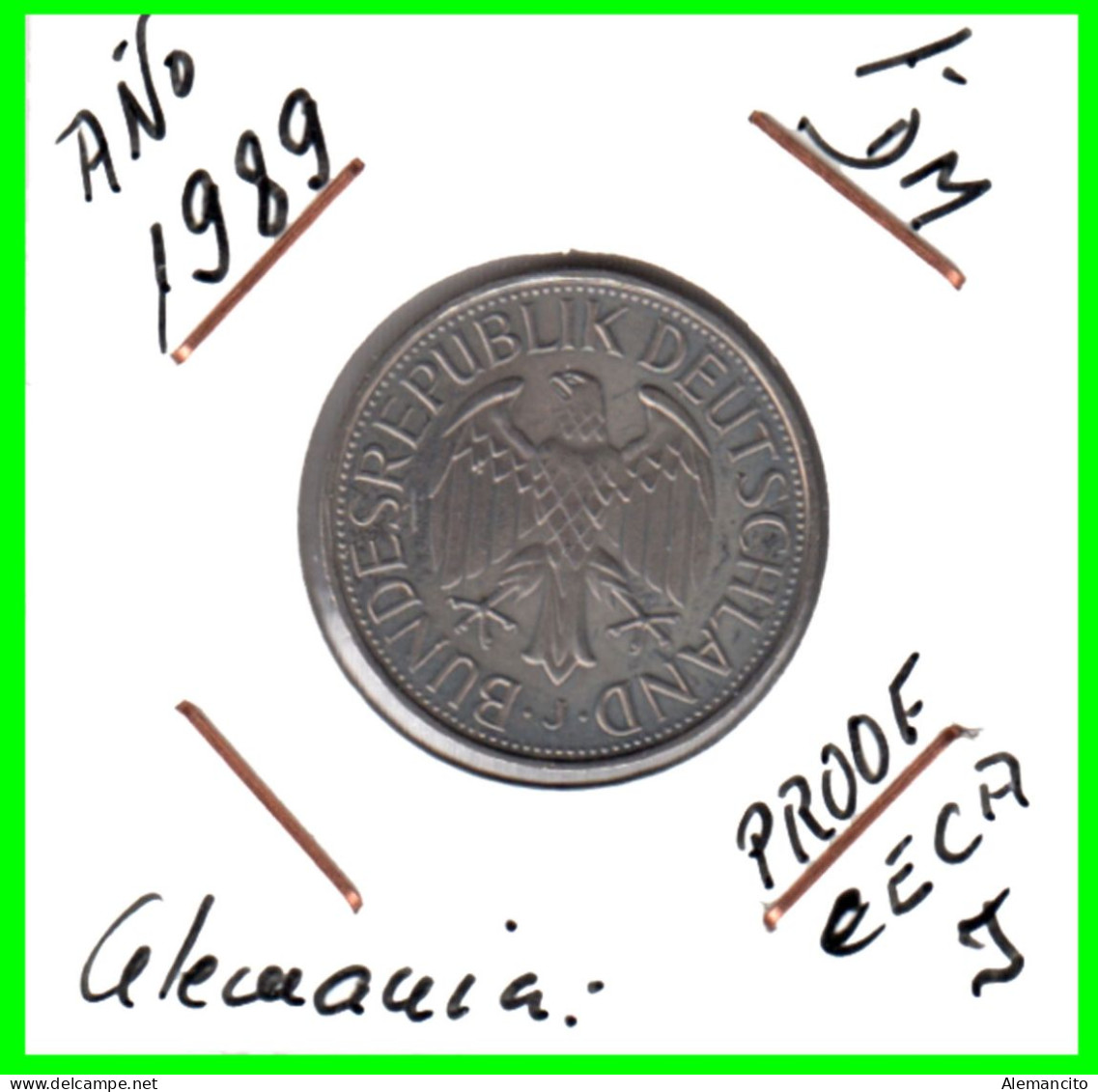 ALEMANIA - BRD - GERMANY-MONEDAS DE 1.00 DM   AÑO 1989 - CECAS-F.- HAMBURGO - CALIDAD PROOF - 1 Marco