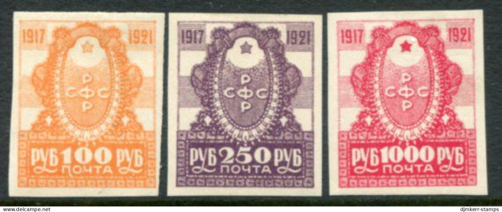 RSFSR 1921 October Revolution 4th Anniversary LHM / *  Michel 162-64 - Unused Stamps