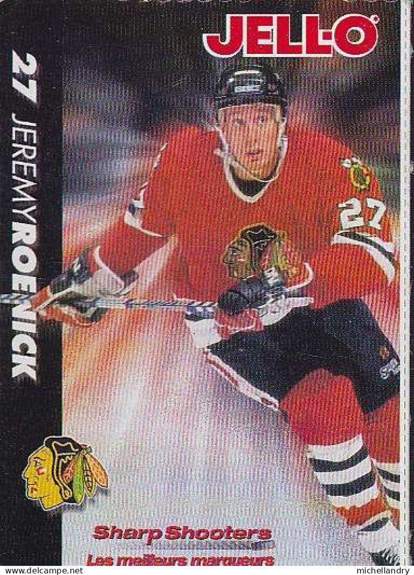 Carte (123798) Jell-O 1994 Jeremy Roenick  #27 Sharp Shooters Chicago Blackhawks - 1990-1999