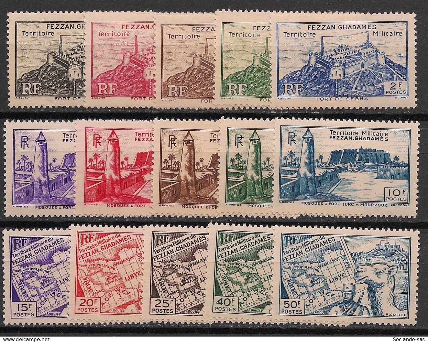 FEZZAN - 1946 - N°YT. 28 à 42 - Série Complète - Neuf Luxe ** / MNH / Postfrisch - Unused Stamps