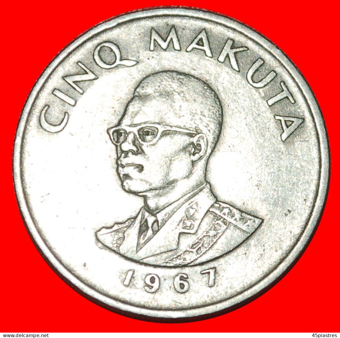 * GREAT BRITAIN: DEMOCRATIC REPUBLIC CONGO  5 KUTA 1967 MOBUTU (1965-1997)!  · LOW START · NO RESERVE! - Congo (Democratische Republiek 1964-70)