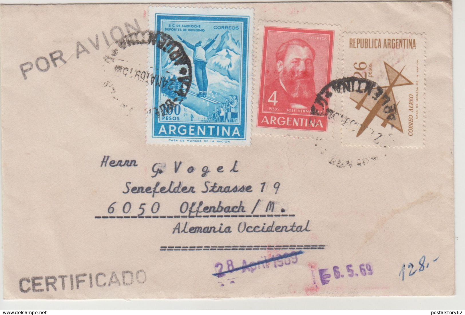 Buenos Aires To Gremany Cover 1969 - Cartas & Documentos