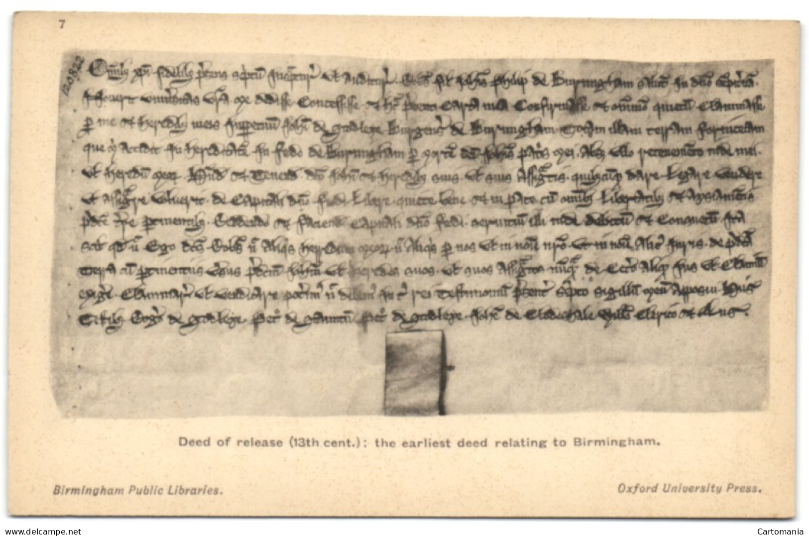 Deed Of Release (13th Cent.) - The Earliest Deed Relating To Birmingham - Birmingham