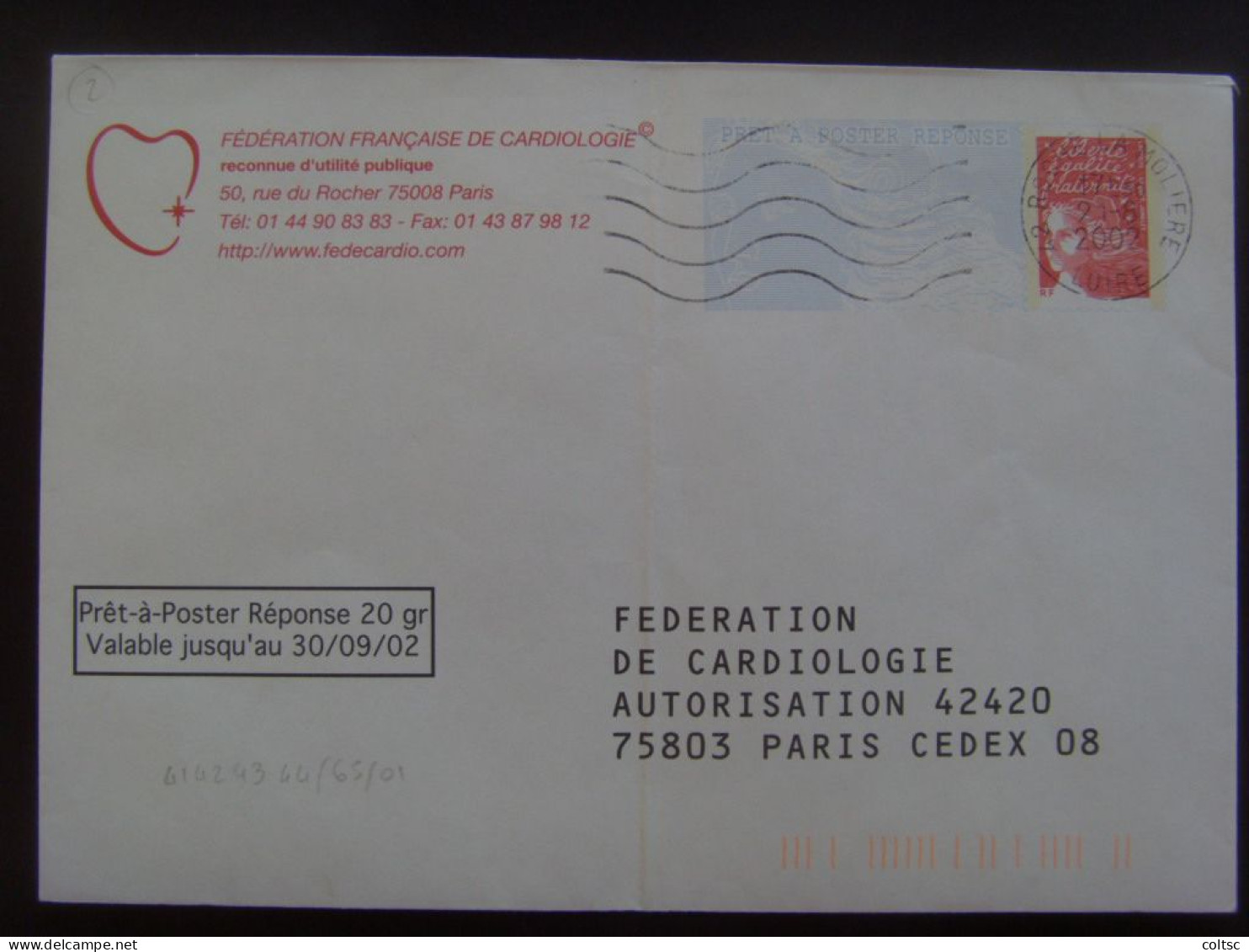 13933- PAP Réponse Luquet RF Fédération De Cardiologie Validité 30/9/02 Obl - Prêts-à-poster:Answer/Luquet