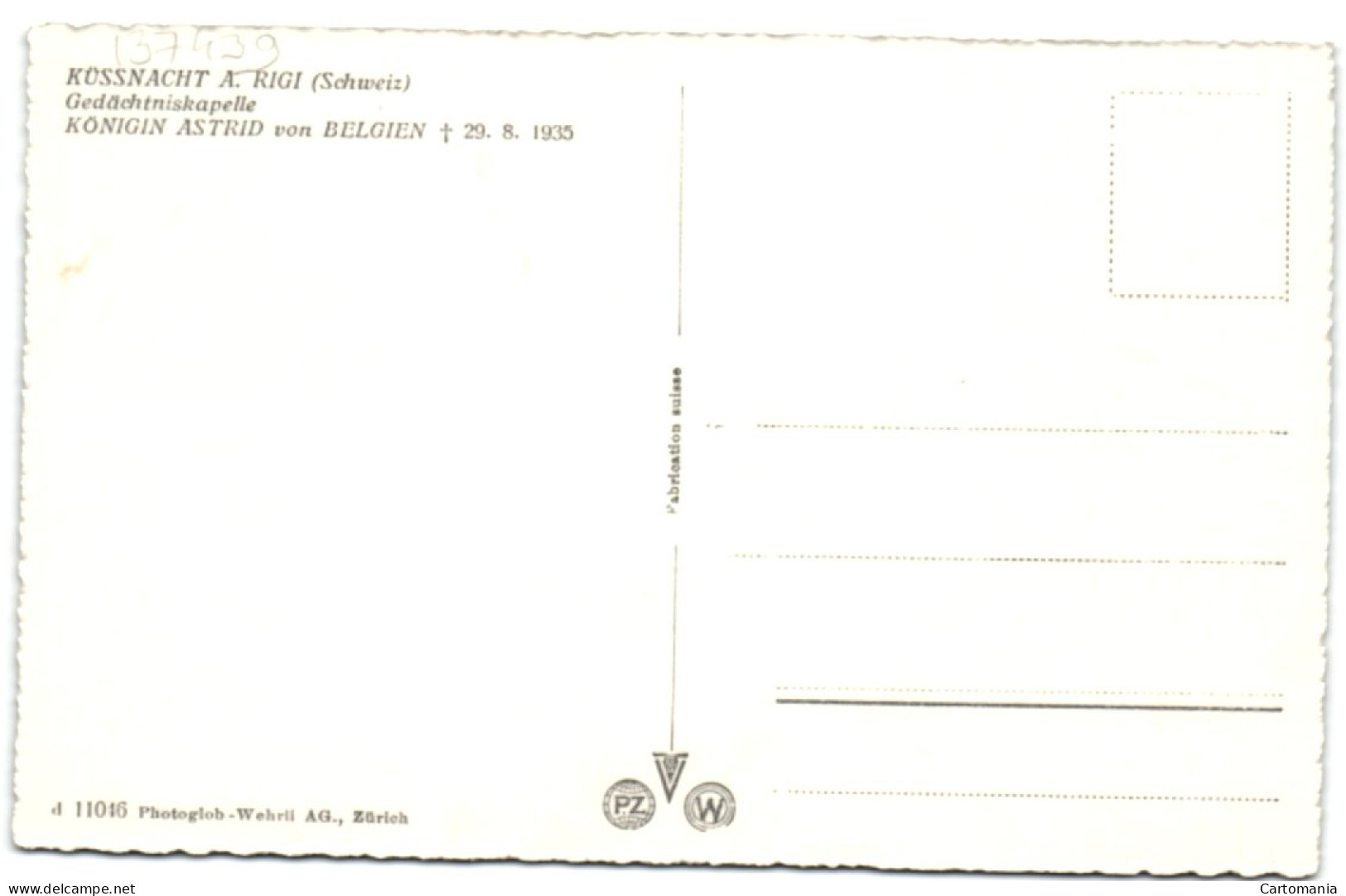Küssnacht Am Rigi - Gedächtniskapelle Königin Astrid Von Belgien - 28-08-1935 - Küssnacht