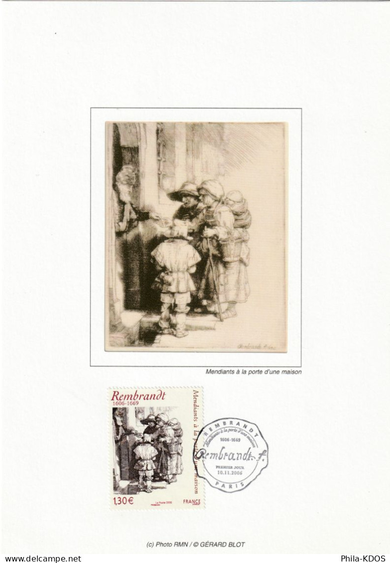 " OEUVRE DE REMBRANDT " Sur Encart 1er Jour N°té En Soie De 2006 N° YT 3984 Parfait état. FDC A SAISIR ! - Rembrandt