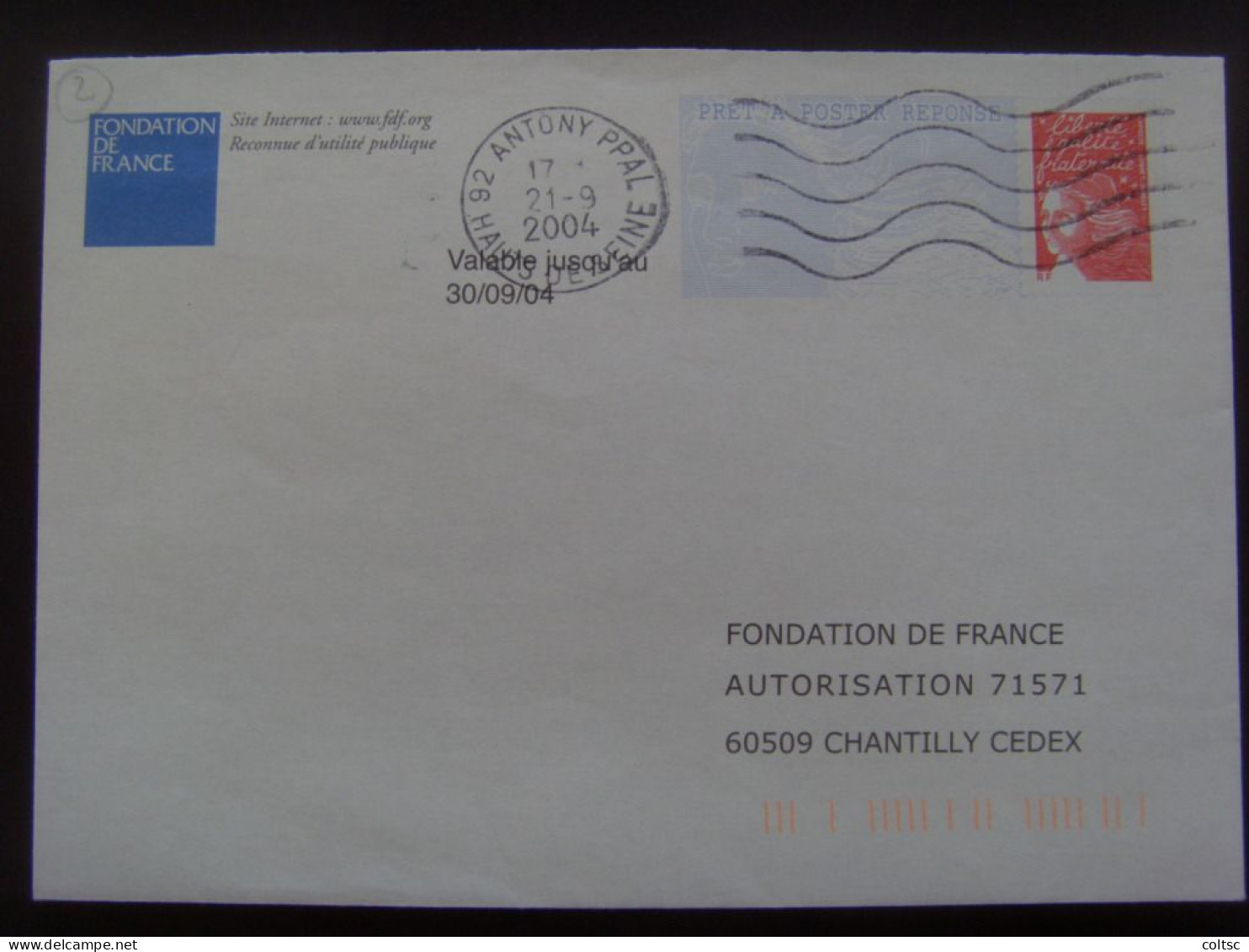 13940- PAP Réponse Luquet RF Fondation De France Validité 30/09/04 Agr. 0312169 Obl - PAP: Antwort/Luquet
