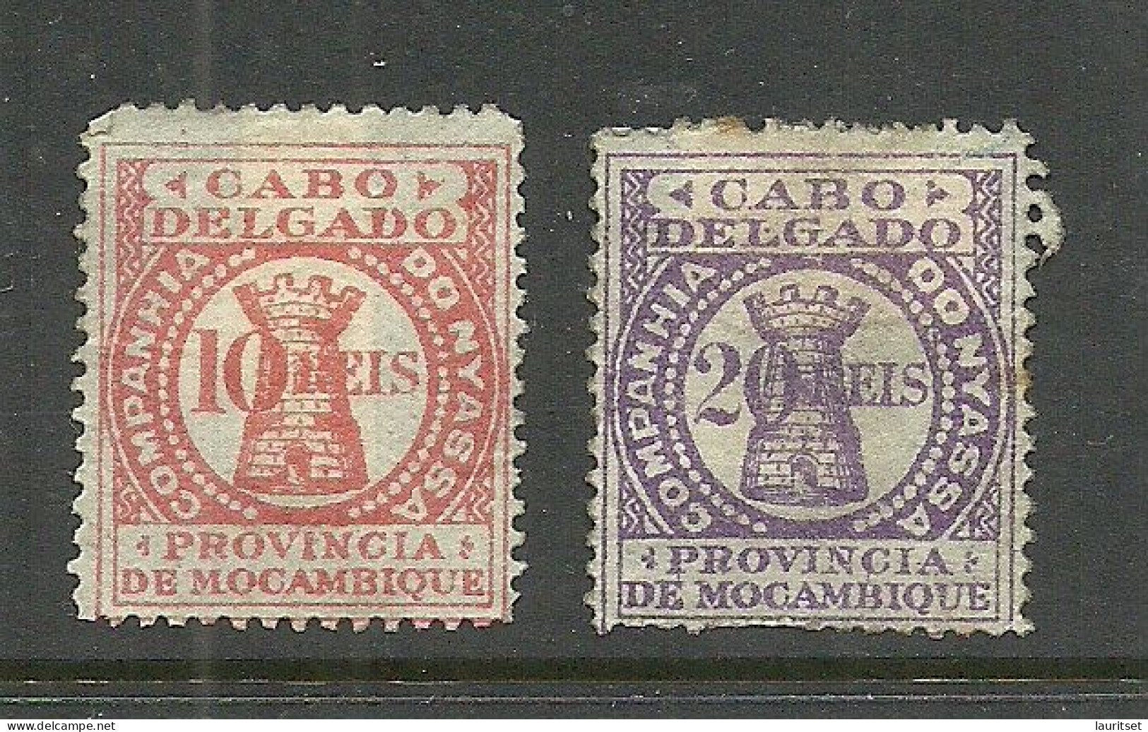 Companhia De Nyassa Provincia De Moçambique 1897 Cabo Delgado 10 &  20 Reis.  Tax Taxe Revenue * - Nyassa