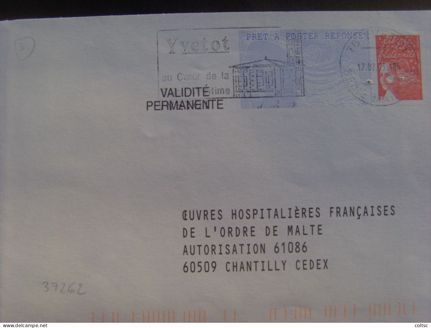 13975- PAP Réponse Luquet RF Oeuvres Hospitalières De Malte Validité Permanente Agr. 0204032  Obl - PAP : Antwoord /Luquet