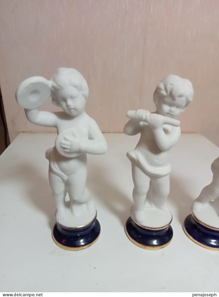 3 Anges En Biscuit XIXème Hauteur 14 Cm - Limoges (FRA)