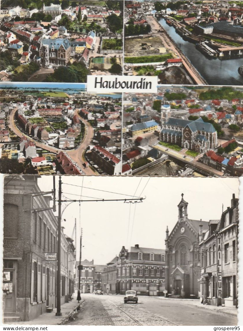 HAUBOURDIN VUE GENERALE 1963 + PLACE JEAN DE LUXEMBOURG 1960 PEU COURANTES - Haubourdin