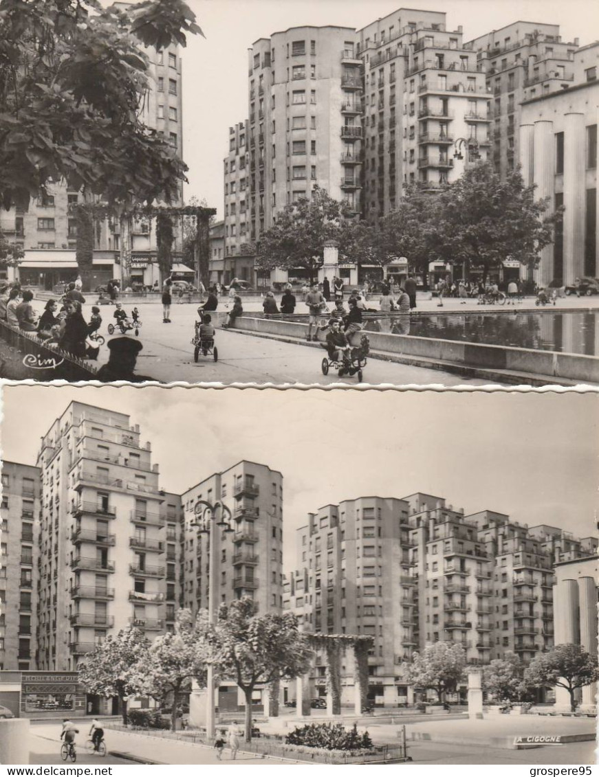 VILLEURBANNE LES GRATTE CIEL CYCLISTES + ENFANTS SUR TRICYCLES RARES - Villeurbanne