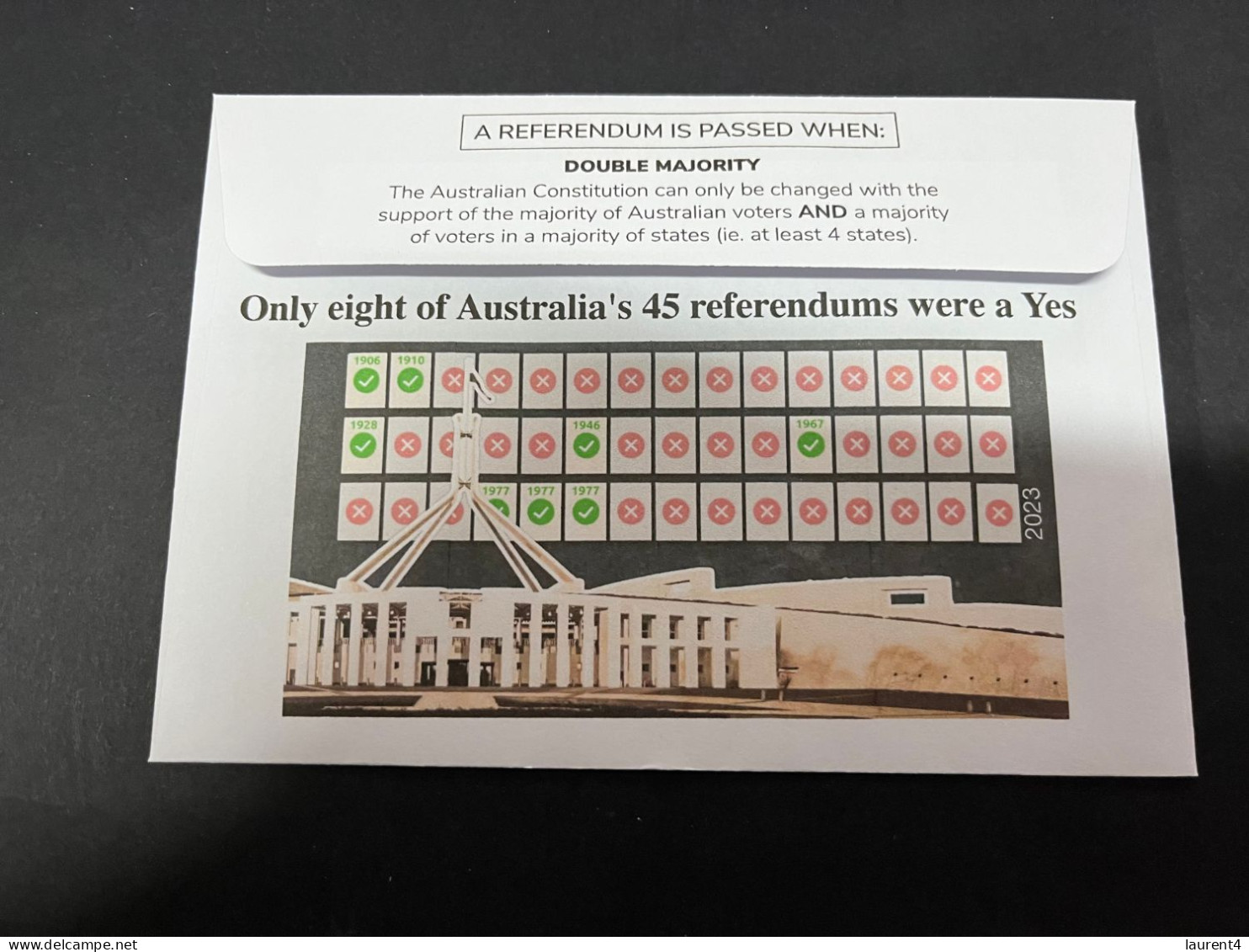 16-10-2023 (4 T 25 A) Australia Referendum 14-10-2023 - Aborignal & Torres Strait Islander Voice - Voted NO - Cartas & Documentos