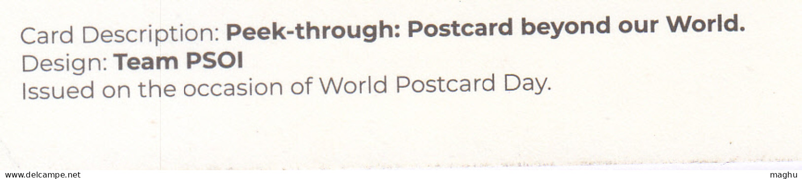 World Postcard Day Spl Cancellation, Dept., Of Post PPC Space, Spacewalk, Postbox, Globe, Philately 2023 - Azië